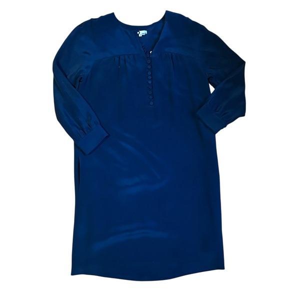 Vince Navy Blue 100% Silk Shirt Dress Size Small Business Causal Quiet Luxury - Picture 1 of 8